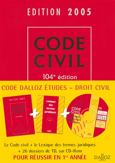 Code Dalloz études droit civil 1er année 2005