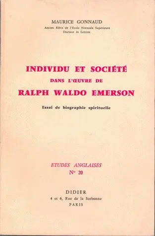 Individu et société dans l'oeuvre de Ralph Waldo Emerson