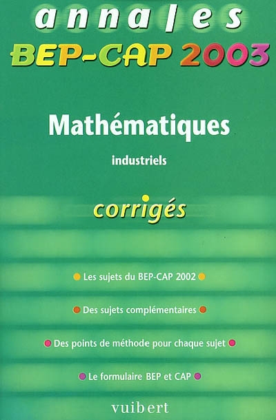 Mathématiques industriels : BEP-CAP 2003
