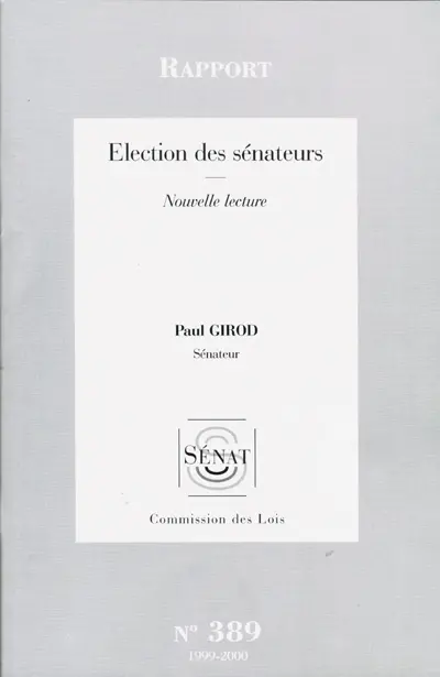Election des sénateurs : rapport, nouvelle lecture