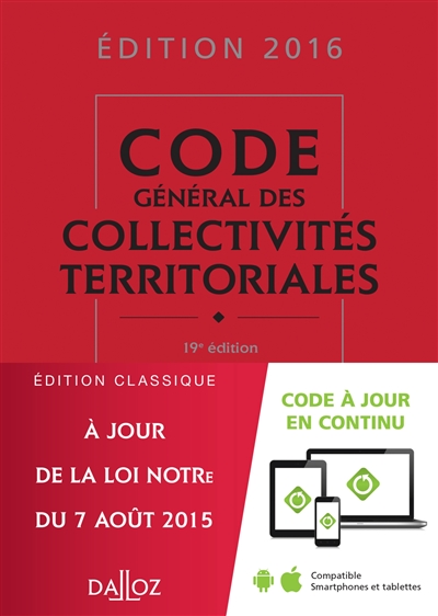Code général des collectivités territoriales : 2016