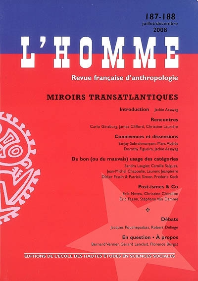 Homme (L'), n° 187-188. Miroirs transatlantiques
