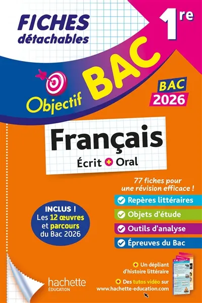 Français écrit + oral 1re : fiches détachables : bac 2026