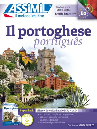 Il portoghese, livello iniziale principianti, livello finale B2 : super pack : 1 libro + download audio MP3 + 4 CD