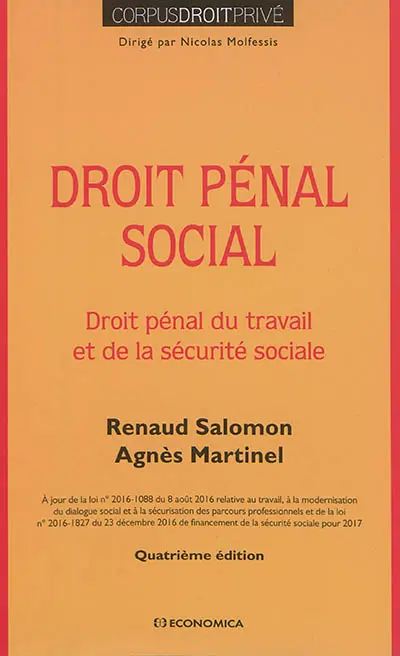 Droit pénal social : droit pénal du travail et de la sécurité sociale