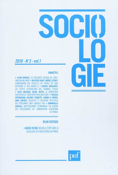 Sociologie, n° 3 (2010)
