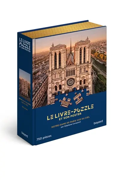 Le livre-puzzle et son poster : Notre-Dame de Paris vue du ciel