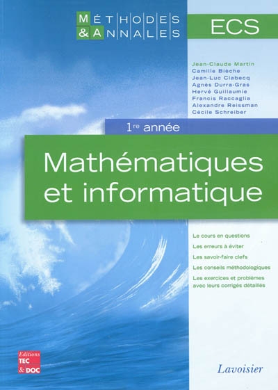 Mathématiques et informatique : 1re année, ECS, licences scientifiques