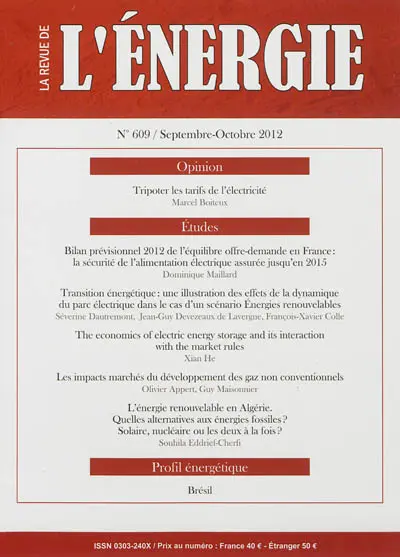 Revue de l'énergie, n° 609