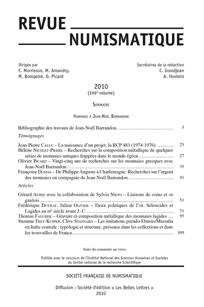 Revue numismatique, n° 166....