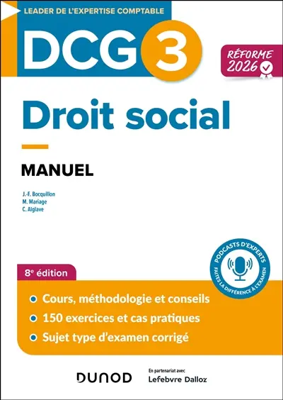 DCG 3, droit social : manuel : réforme 2026