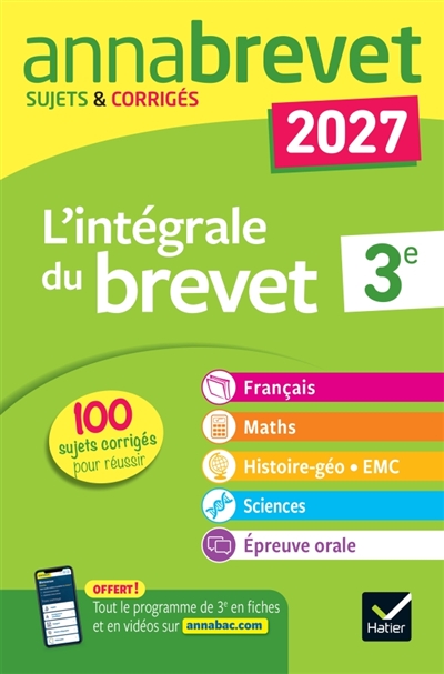 L'intégrale du brevet 3e :...