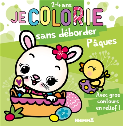 je colorie sans déborder (2-4 ans) : pâques (lapine dans panier) t69