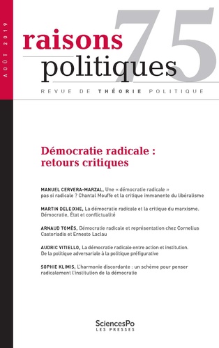 Raisons politiques, n° 75. Démocratie radicale : retours critiques