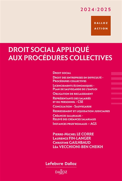 Droit social appliqué aux procédures collectives : 2024-2025