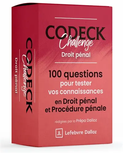 Codeck challenge : droit pénal et procédure pénale : 100 questions pour tester vos connaissances en droit