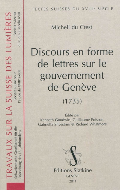 Discours en forme de lettres sur le gouvernement de Genève (1735)