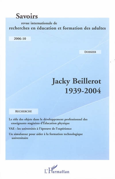 Savoirs, n° 10. Jacky...