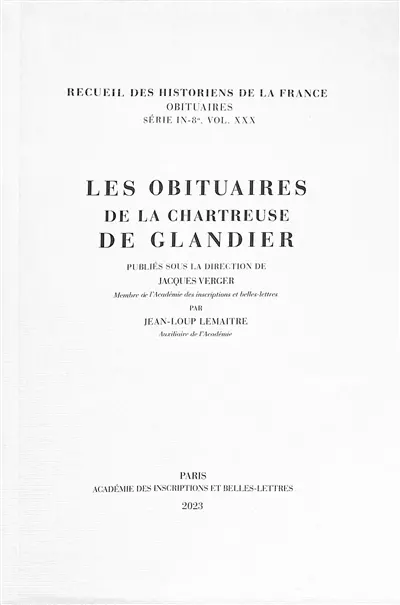 Les obituaires de la chartreuse de Glandier
