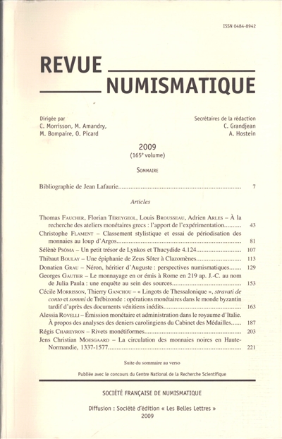 Revue numismatique, n° 165. Varia