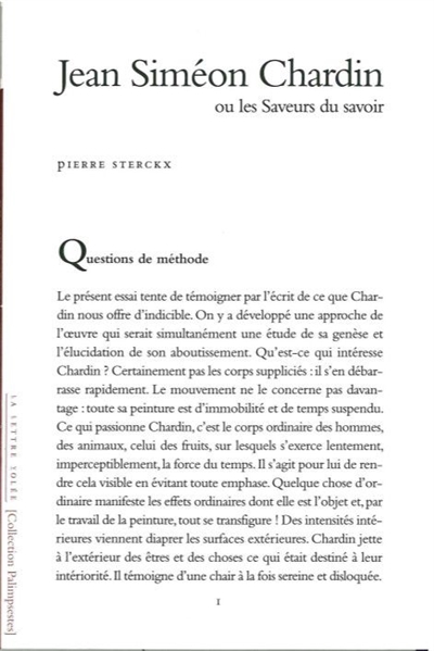 Jean Siméon Chardin ou Les saveurs du savoir