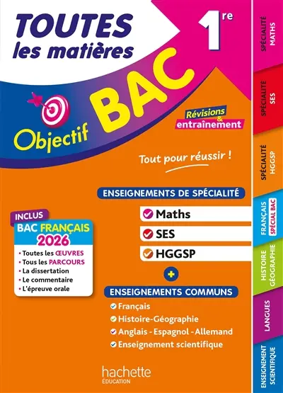 Toutes les matières 1re, enseignements de spécialité maths, SES, HGGSP + enseignements communs : révisions & entraînement