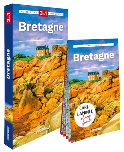 Bretagne : 3 en 1 : guide, atlas, carte laminée