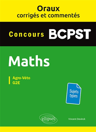 Maths concours BCPST : agro-véto, G2E : sujets types