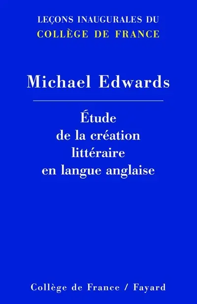 Chaire d'étude de la création littéraire en langue anglaise