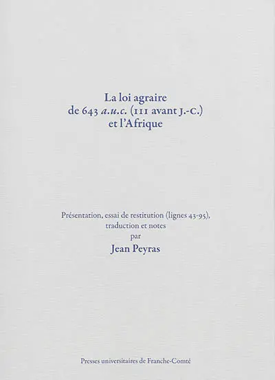 La loi agraire de 643 a.u.c. (111 avant J.-C.) et l'Afrique