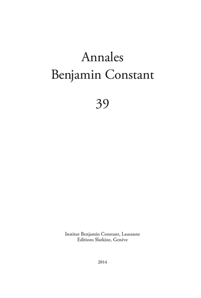 Annales Benjamin Constant, n° 39