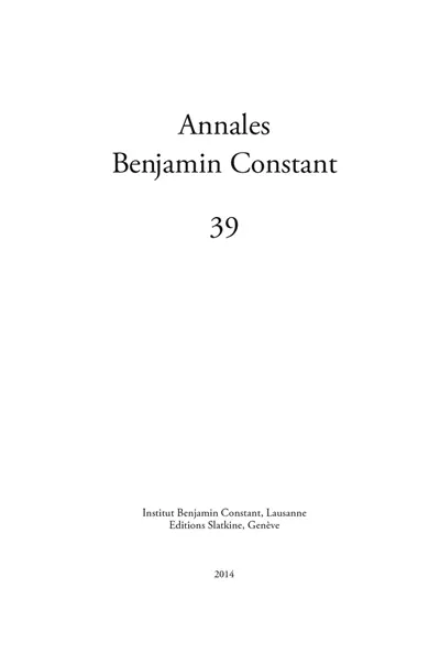 Annales Benjamin Constant, n° 39