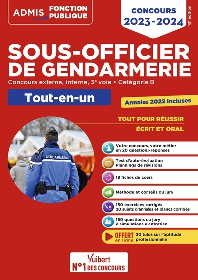 Sous-officier de gendarmerie : concours externe, interne, 3e voie, catégorie B : concours 2023-2024
