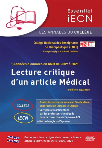 Lecture critique d'un article médical : 13 années d'annales en QRM de 2009 à 2021