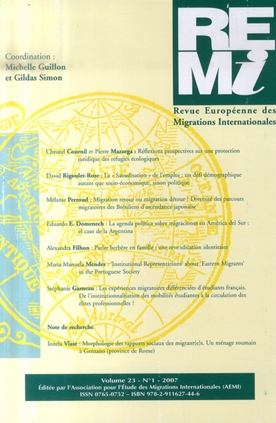 Revue européenne des migrations internationales-REMI, n° 23-1