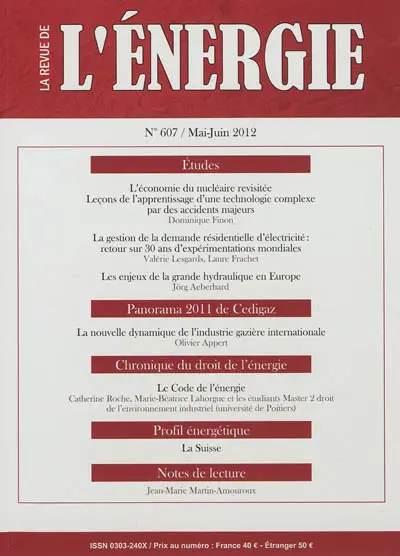 Revue de l'énergie, n° 607