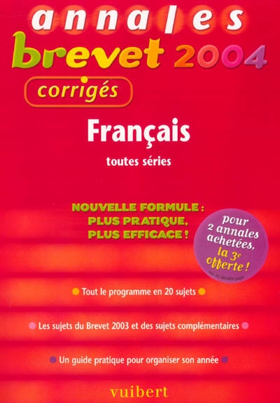 Français toutes séries : tout le programme en 20 sujets, les sujets du brevet 2003 et des sujets complémentaires, un guide pratique pour organiser son année
