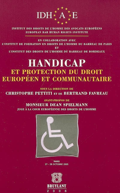 Handicap et protection du droit européen et communautaire, Paris, 28 octobre 2005