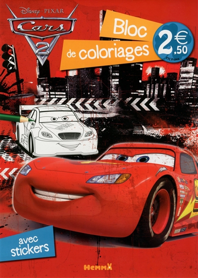 Cars 2 : bloc de coloriages avec stickers