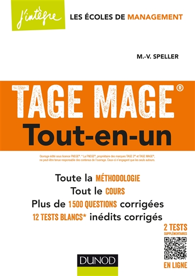 Réussir le Tage Mage : tout-en-un : toute la méthodologie, tout le cours, plus de 1.500 questions corrigées, 12 tests blancs inédits corrigés