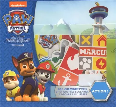 Paw Patrol, la Pat' Patrouille : action ! : 100 gommettes et étiquettes scolaires, 6 décors à illustrer