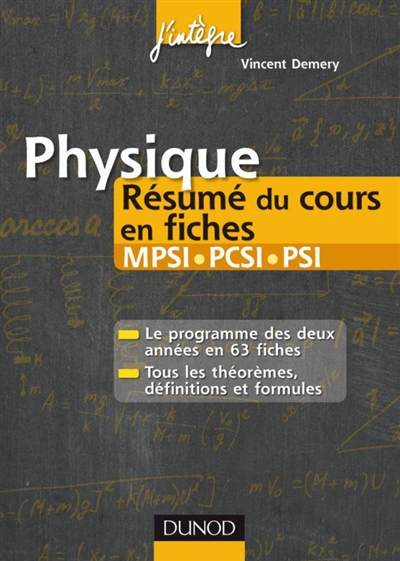 Physique : résumés du cours en fiches MPSI-PCSI-PSI