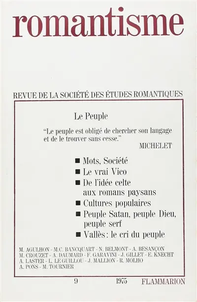 Romantisme, n° 9. Le peuple