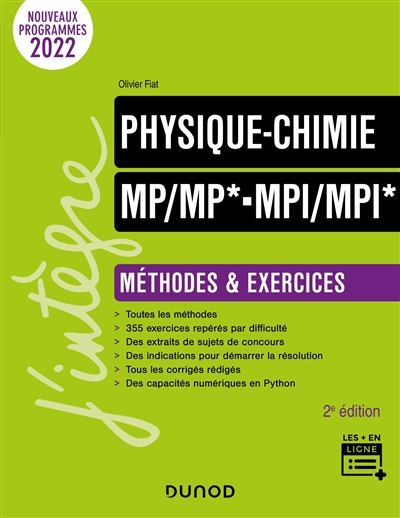 Physique chimie MP, MP*, MPI, MPI* : méthodes & exercices : nouveaux programmes 2022