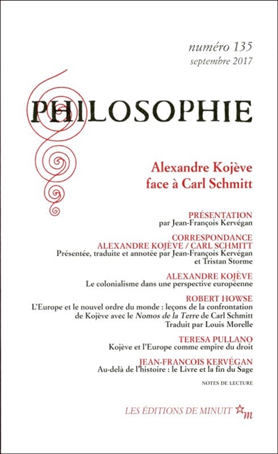 Philosophie, n° 135. Alexandre Kojève face à Carl Schmitt