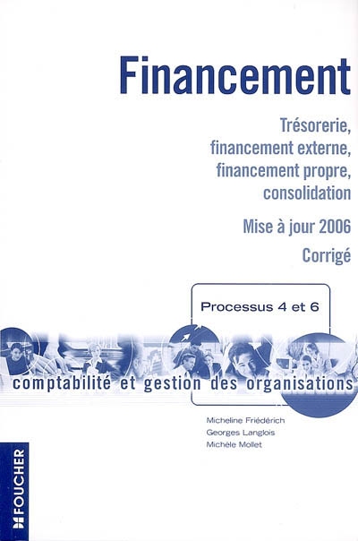 Financement, processus 4 et 6 : trésorerie, financement externe, financement propre, consolidation : corrigé