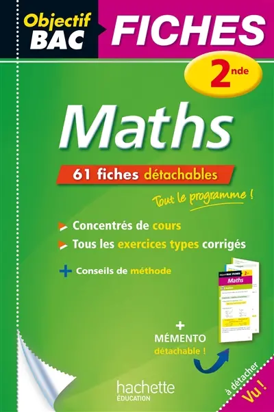Maths 2de : 61 fiches détachables