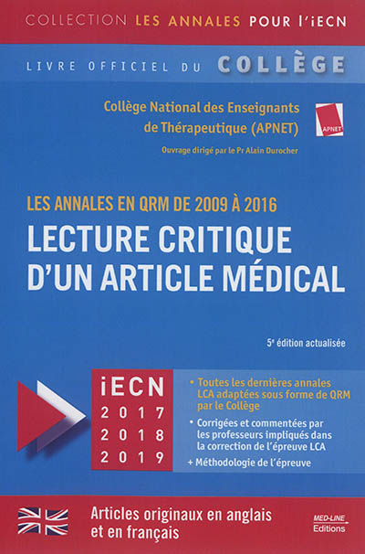 Lecture critique d'un article médical : les annales en QRM de 2009 à 2016 : iECN 2017, 2018, 2019