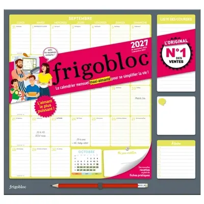 Frigobloc Mensuel 2027 : Calendrier familial / mois (de sept. 2026 à déc. 2027) Frigobloc Mensuel 2027 : Calendrier familial / mois (de sept. 2026 à déc. 2027)