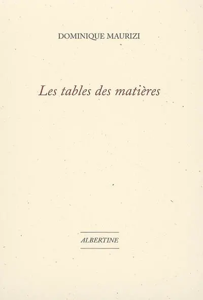 Les tables des matières